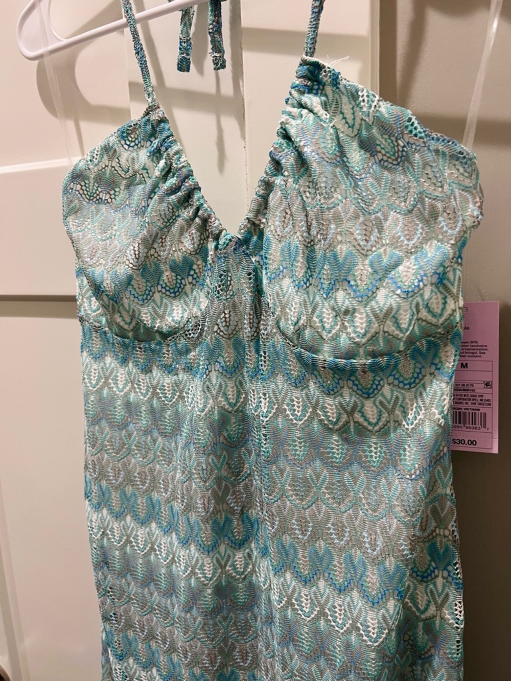 Wild Fable Aqua Blue Crochet Halter Midi Dress M - Picture 2 of 5